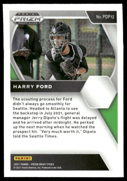 Baseball trading card featuring Harry Ford from 2021 Panini Prizm Draft Picks