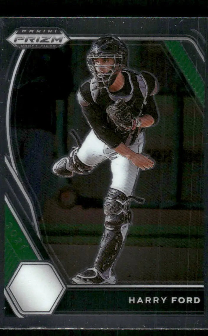Baseball trading card featuring Catcher Harry Ford from 2021 Panini Prizm Draft Picks