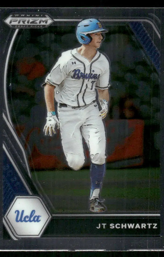 Baseball trading card of JT Schwartz in UCLA uniform from Panini Prizm Draft Picks