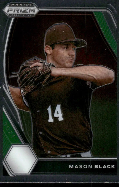2021 Panini Prizm Draft Picks Mason Black baseball card front view for draft picks Mason collection