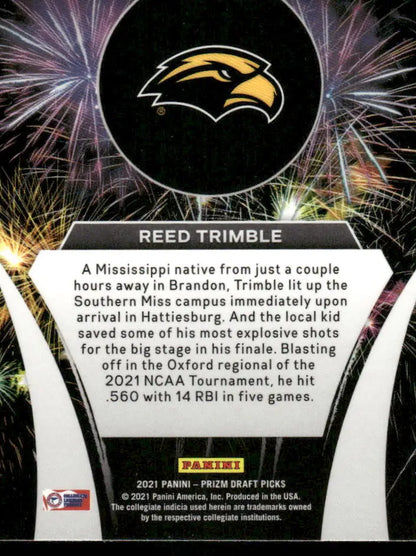 Collectible baseball card featuring Reed Trimble and Golden Eagles logo from Panini Prizm Draft