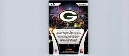 Aaron Jones football card from 2021 Panini Prizm #F-4 Fireworks collection