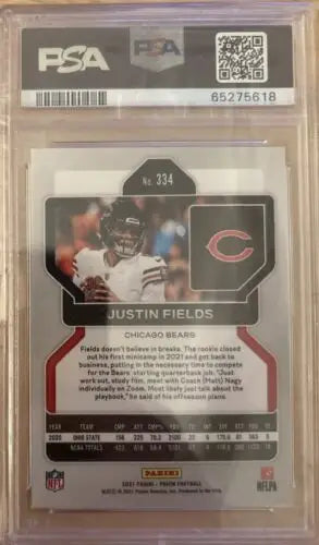 Graded Panini Prizm Justin Fields football card PSA 9 Mint Bears rookie collectible