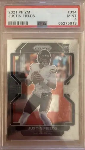 Graded 2021 Panini Prizm Justin Fields Rookie Card PSA 9 Mint for collectors