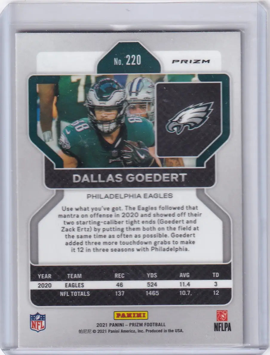 2021 Panini Prizm Orange Lazer #220 Dallas Goedert - Philadelphia Eagles