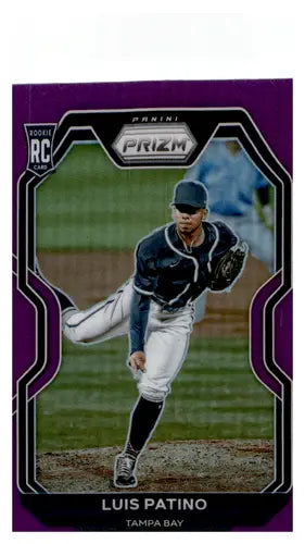 Purple Panini Prizm Pink Luis Patino baseball card from 2021 Panini Prizm Pink Prizm