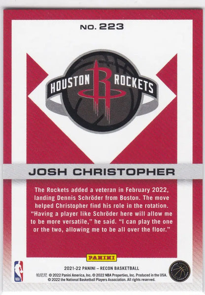 2021 PANINI RECON #223 JOSH CHRISTOPHER 160/199- HOUSTON ROCKETS