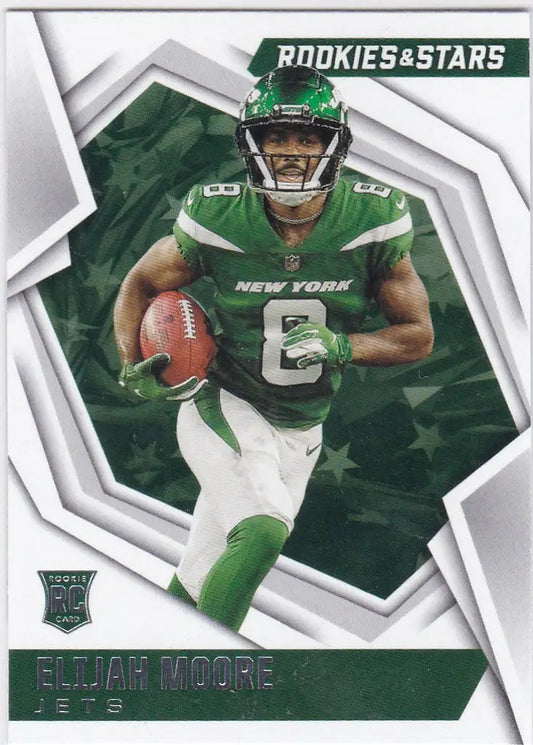 Football player trading card of Elijah Moore from Panini Rookies & Stars Base