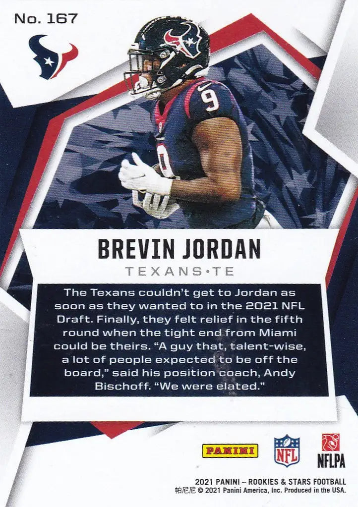 Football trading card of Brevin Jordan from the Houston Texans in Panini Rookies & Stars