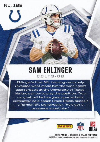 Football trading card of Sam Ehlinger from Panini Rookies & Stars for Indianapolis Colts