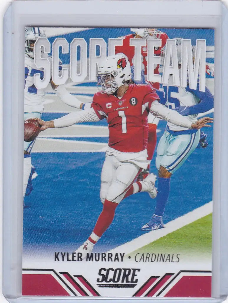 Football trading card of Team Kyler Murray in red uniform throwing a pass, ST5 Score Team