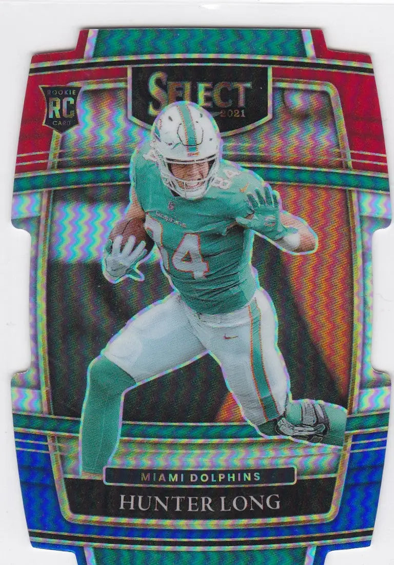2021 Panini Select Hunter Long cut RC Miami Dolphins football trading card