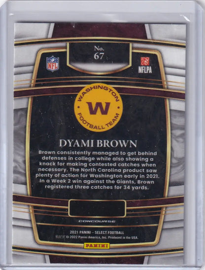 2021 Panini Select Concourse #67 Dyami Brown - Washington Commanders
