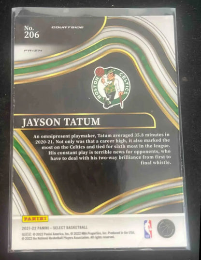 2021 Panini Select Jayson Tatum green purple Prizms basketball trading card featuring Jayson Tatum