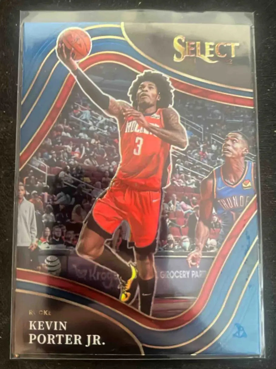 Panini Select Kevin Porter Jr. Blue Prizms rookie basketball card displayed in product