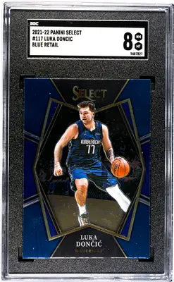 Graded Panini Select Luka Doncic basketball card in Blue Retail SGC 8 edition