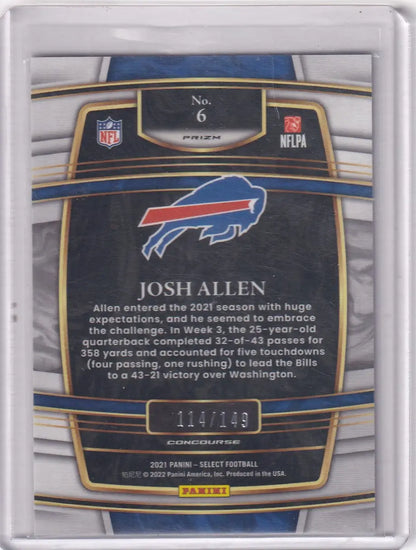 2021 Panini Select Prizm Red 114/149 #6 Josh Allen - Buffalo Bills