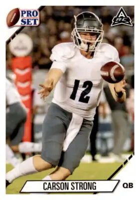 Original gloss football trading card of Carson Strong in white jersey from Pro Set collection
