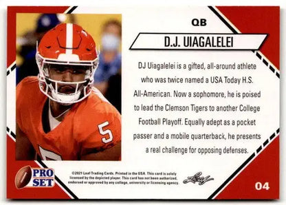 Original gloss D.J. Uiagalelei football card from 2021 Pro Set College Football Blaster