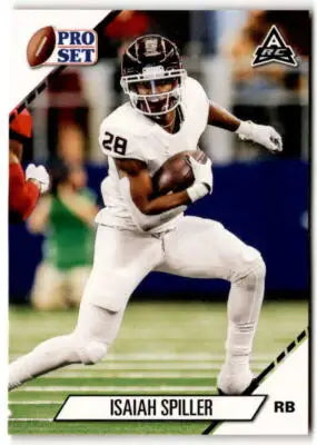 Original gloss football trading card featuring Isaiah Spiller from Pro Set College series