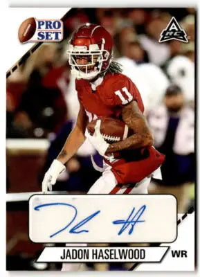 Original gloss football trading card featuring Jaden Haselwood from Pro Set Simply Sandoval series