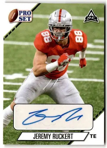Original gloss football trading card of Jeremy Ruckert with autograph from 2021 Pro Set College Football