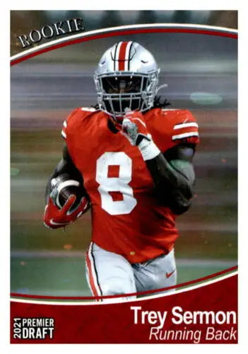 Trey Sermon rookie card 2021 SAGE Hit Premier Draft NM with original gloss finish