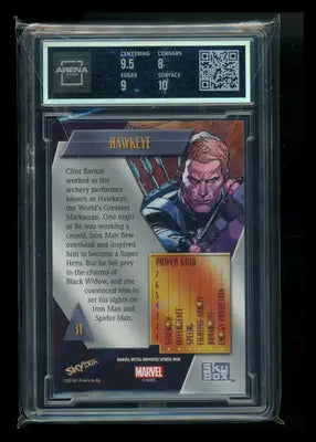 Graded Hawkeye Marvel trading card from Skybox Marvel Metal Universe 2021 set