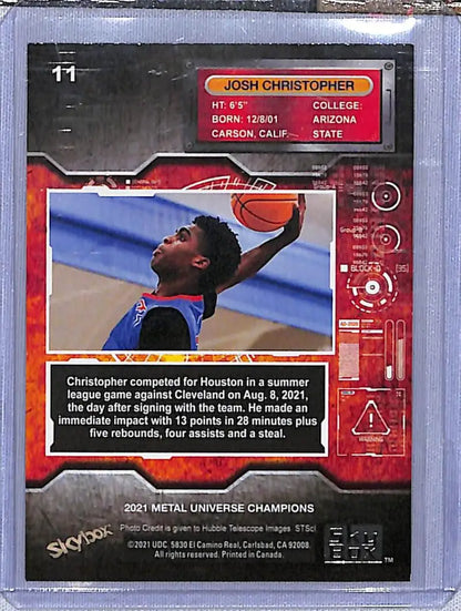 Josh Christopher celebrating on 2021 Skybox Metal Universe Champions Basketball Card