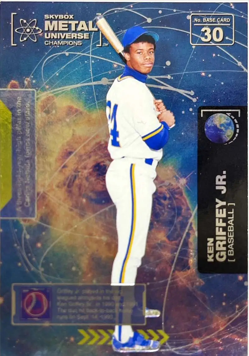 Ken Griffey Jr. 2021 Skybox Metal Universe Champions Baseball Card #30 in blue uniform