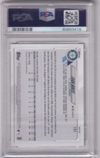 Graded 2021 Topps #151 Evan White PSA 10 card in protective plastic holder