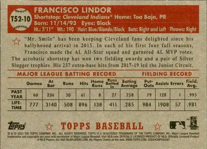 Original gloss 2021 Topps Redux Francisco Lindor baseball card from Topps Redux series