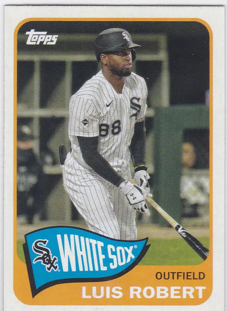 Baseball card of Luis Robert Chicago White Sox outfielder in pinstriped uniform