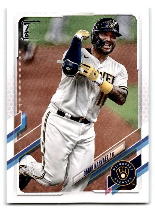 Omar Narvaez Brewers Baseball trading card 2021 Topps original gloss collectible