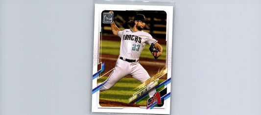 Baseball card featuring Zac Gallen pitching from the 2021 Topps #440 trading cards