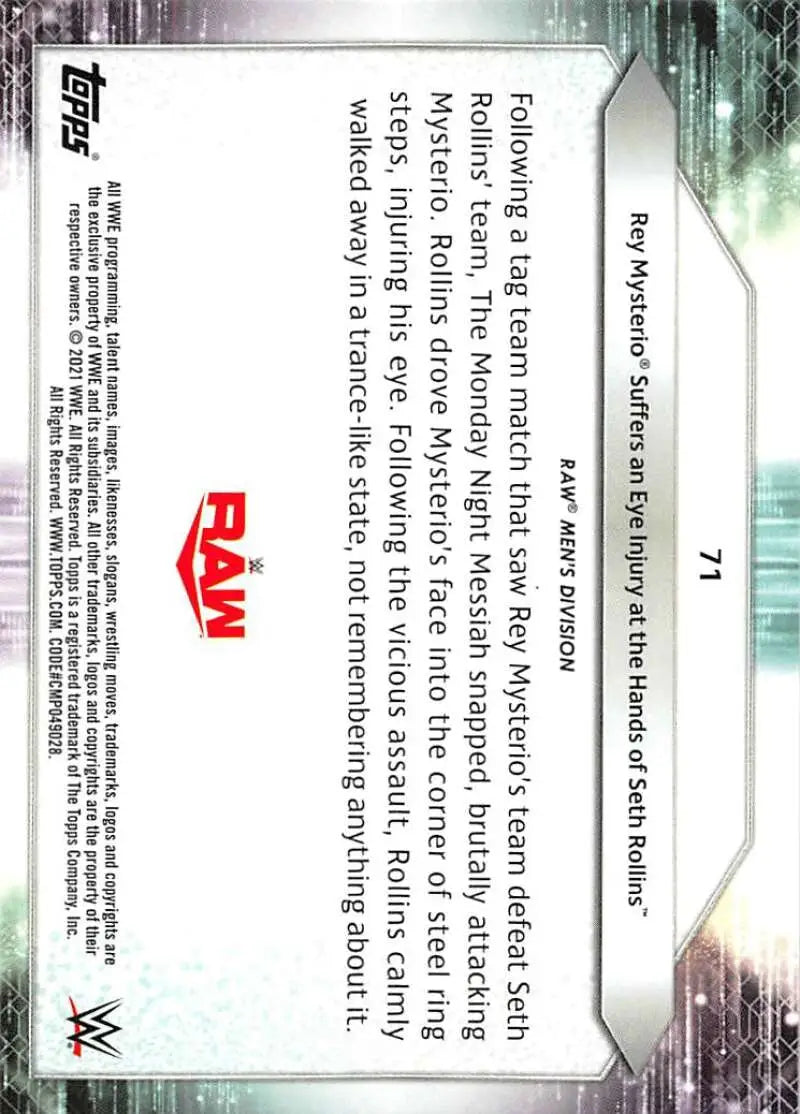 2021 Topps #71 Rey Mysterio NM-MT Wrestling Card