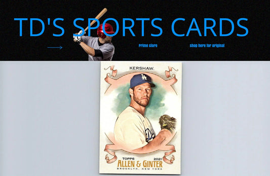 Kershaw baseball card from 2021 Topps Allen & Ginter series featuring Clayton Kershaw