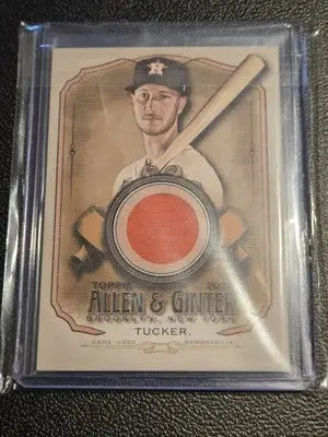 Framed Kyle Tucker baseball card from Topps Allen Ginter 2021 with full-size relics
