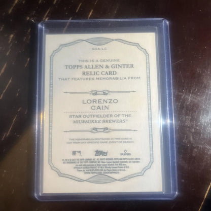 Lorenzo Cain relic card from 2021 Topps Allen & Ginter Bat Relic collection