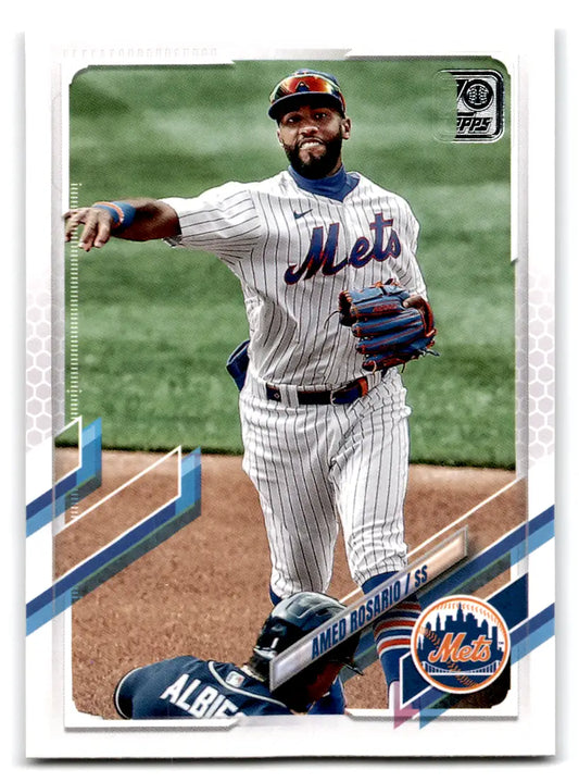 Original gloss 2021 Topps Baseball #185 Amed Rosario Mets card typically sells well