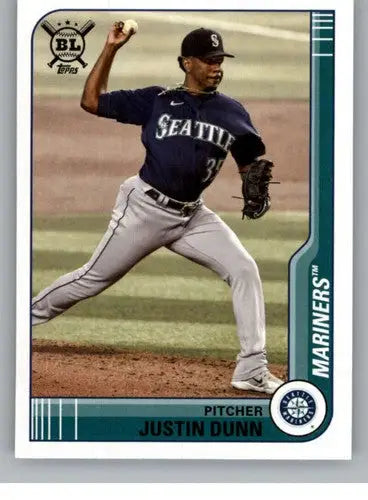 Justin Dunn baseball card from 2021 Topps Big League with original gloss Mariners ID 41935