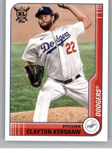Original gloss Clayton Kershaw baseball card from 2021 Topps Big League Dodgers