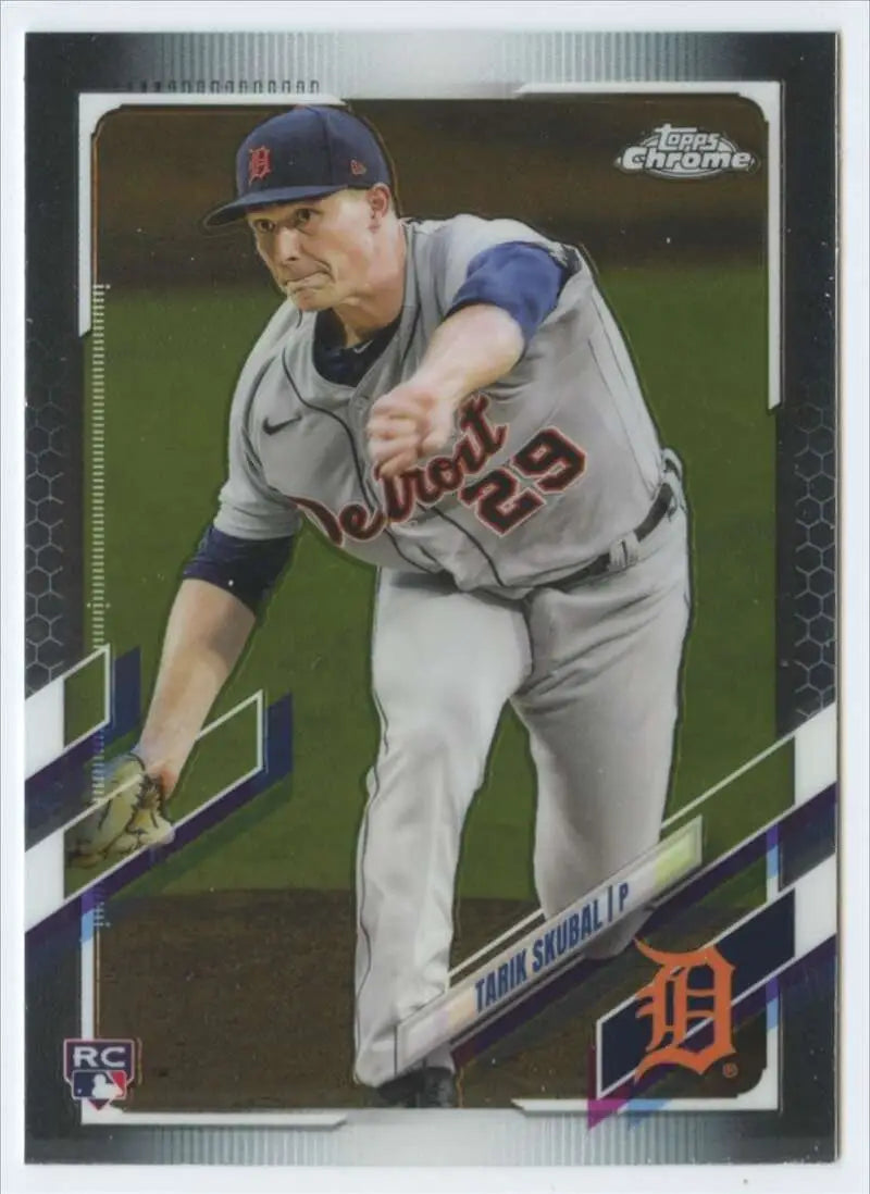 Tarik Skubal 2021 Topps Chrome #103 Detroit Tigers Baseball Card in white uniform