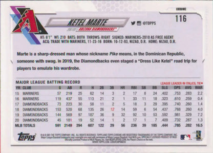 Ketel Marte 2021 Topps Chrome #116 Baseball Card NM-MT Arizona Diamondbacks