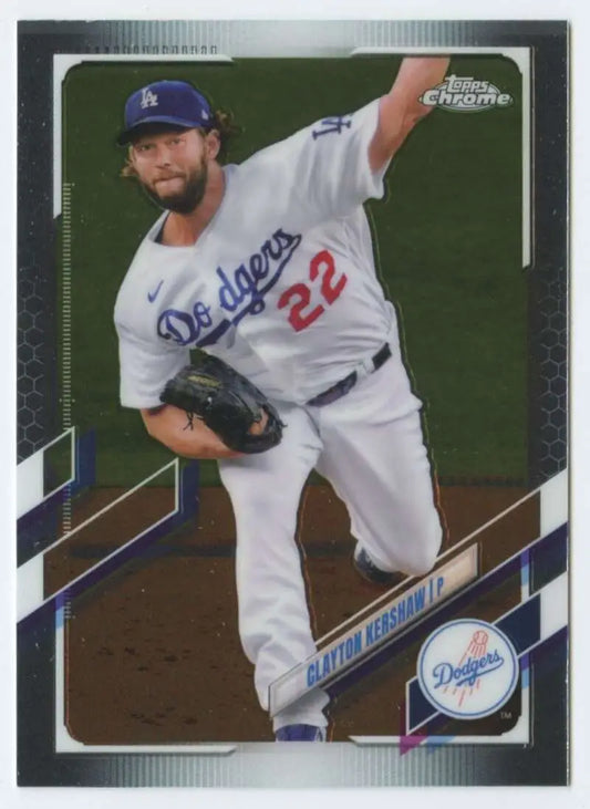 Clayton Kershaw 2021 Topps Chrome #147 Los Angeles Dodgers Baseball Card in NM-MT condition