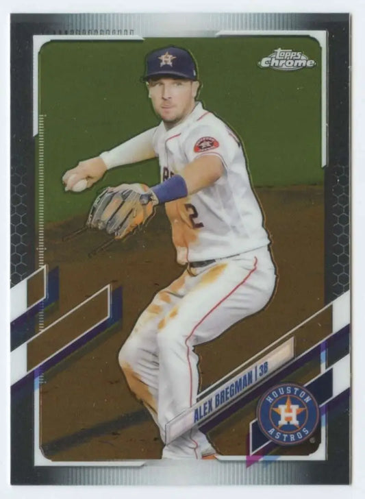 Chrome finish Topps Chrome Alex Bregman baseball card of Houston Astros in home uniform