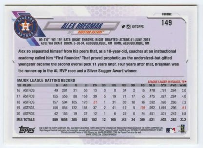 Alex Bregman 2021 Topps Chrome #149 NM-MT Baseball Card Houston Astros