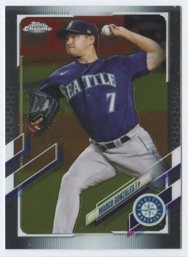 2021 Topps Chrome Marco Gonzales NM-MT Seattle Mariners Baseball Card display
