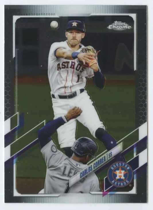 2021 Topps Chrome #172 Carlos Correa NM-MT Houston Astros Baseball Card display