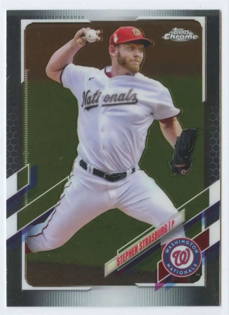 2021 Topps Chrome #176 Stephen Strasburg Baseball Card from the Washington Nationals